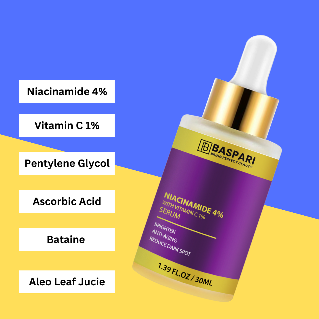 Baspari Salicylic Acid 2% & Baspari Niacinamide Acid Serum 4% with Vitamin C Serum 1%