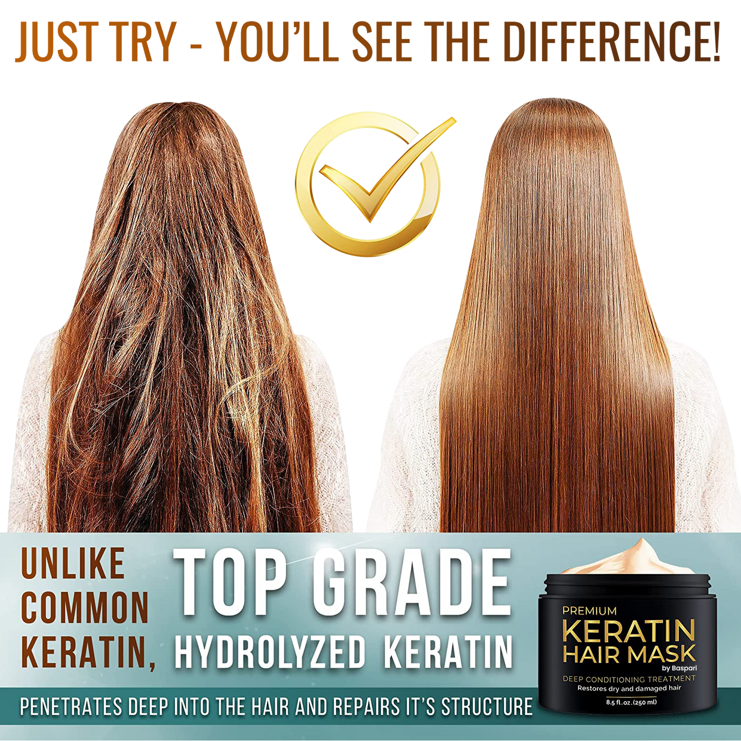 Baspari Premium Keratin Mask: Intensive Hair Repair for Silky Smooth, Frizz-Free