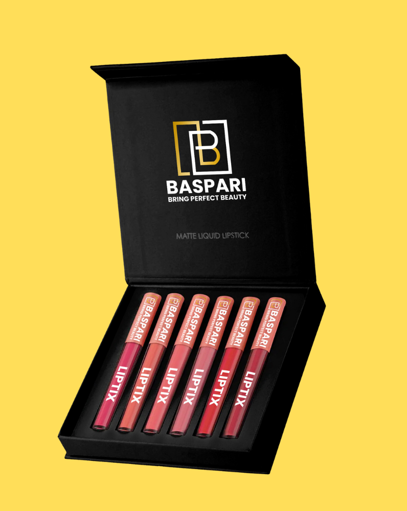 Baspari Matte LIPTIX - Liquid Lipstick Makeup Set of 6 Pcs