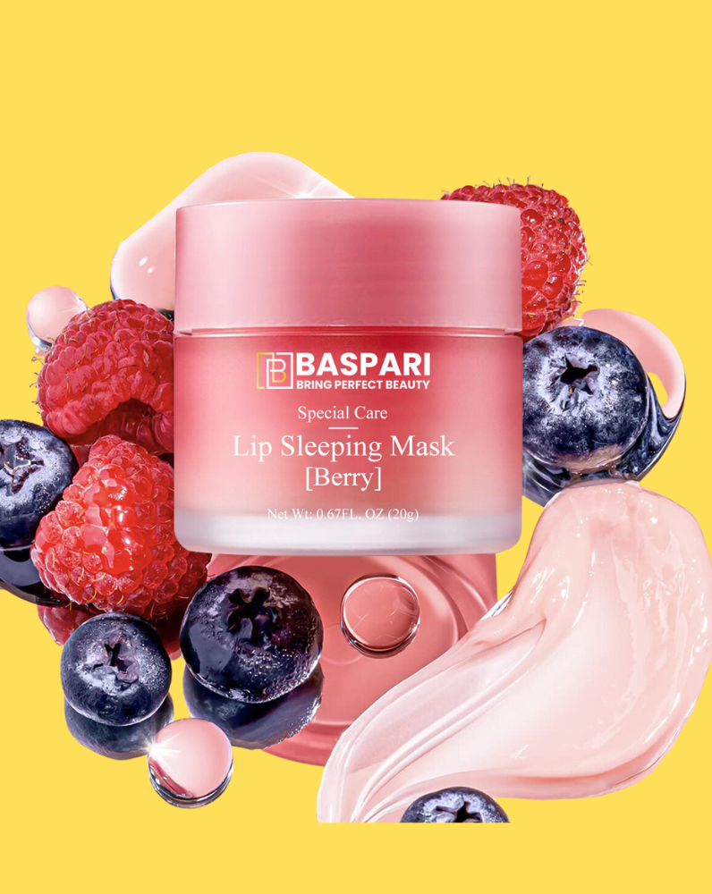 Baspari Lip Sleeping Mask- for Nourished, Plump & Glowing Lips | with Berry