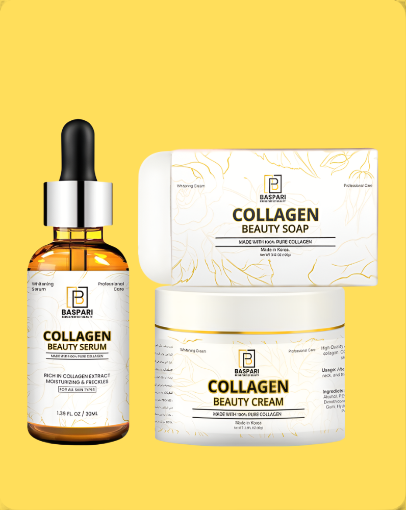 Baspari 3 in 1 Collagen Cream , soap & serum