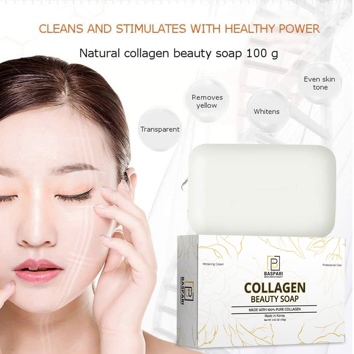 Baspari 3 in 1 Collagen Cream , soap & serum