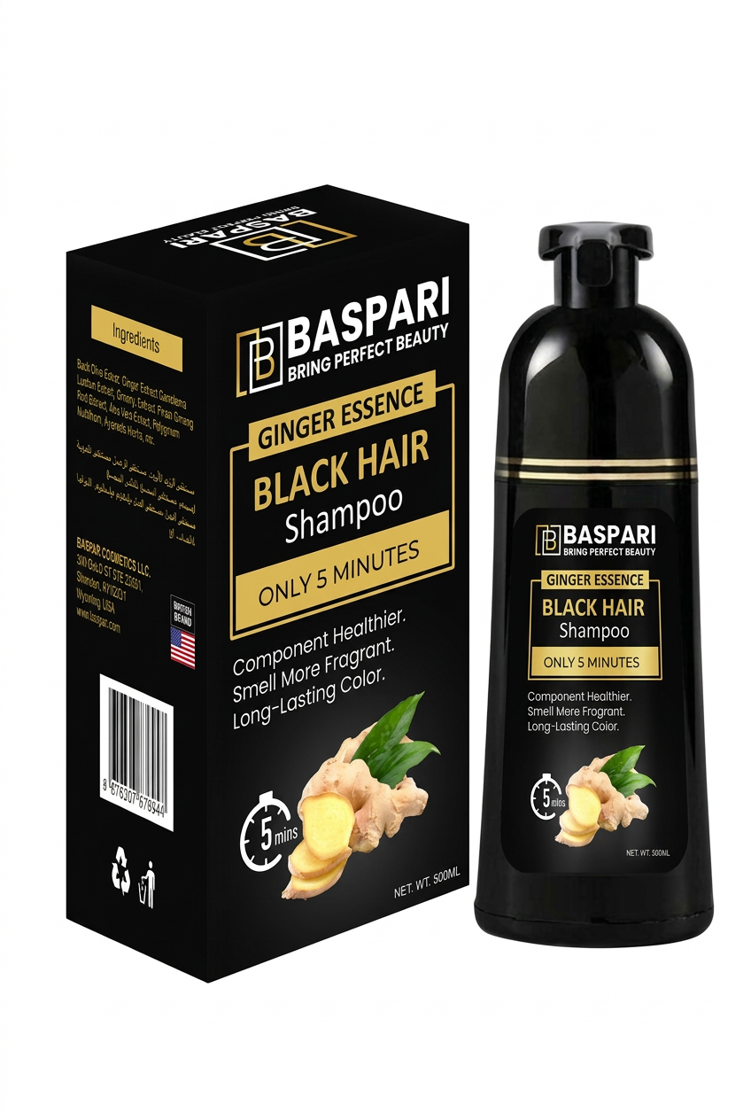 Hair dye shampoo with a white background