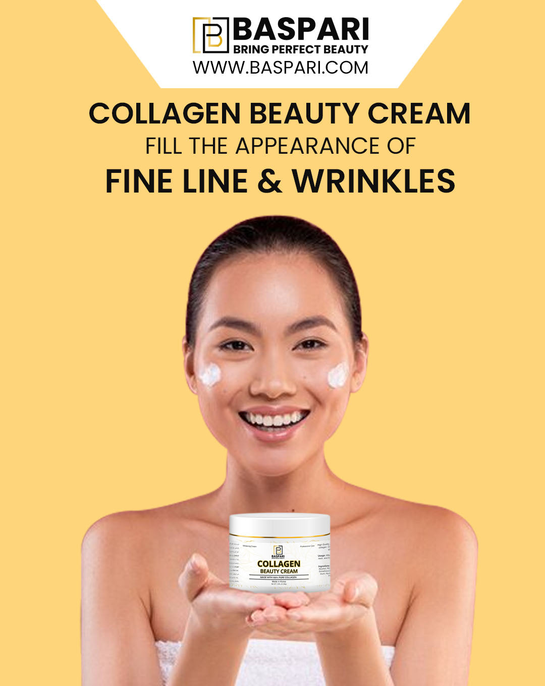 Baspari Pure Collagen Cream-Moisturizer Face & Body Skin Care Anti Aging Wrinkle Reducing Cream.