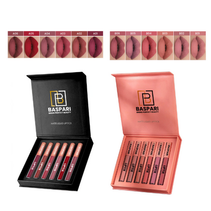 Baspari Matte LIPTIX - Liquid Lipstick Makeup Set of 6 Pcs