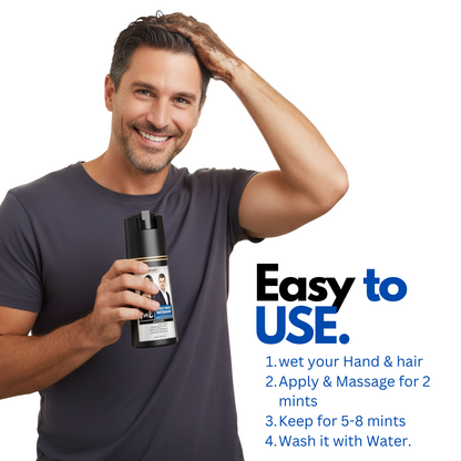 Baspari 3-in-1 Hair Color Dye Shampoo | Turns Grey to Black in 5 Minutes | Ammonia-Free | Shampoo + Color + Conditioner | Long-Lasting Natural Black | Easy Home Hair Dye for Men & Women (500ml)