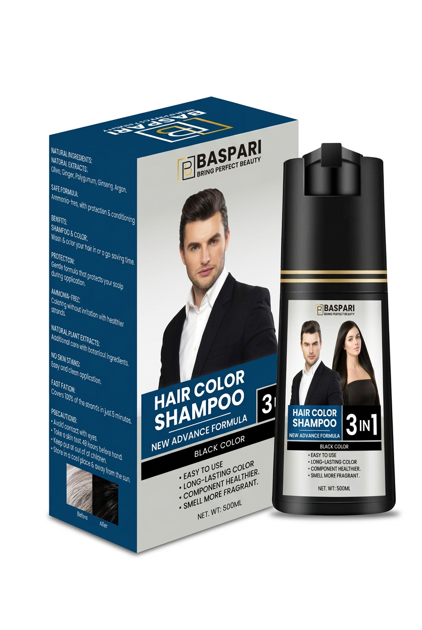 3-in-1 Hair Color Dye Shampoo with a white background