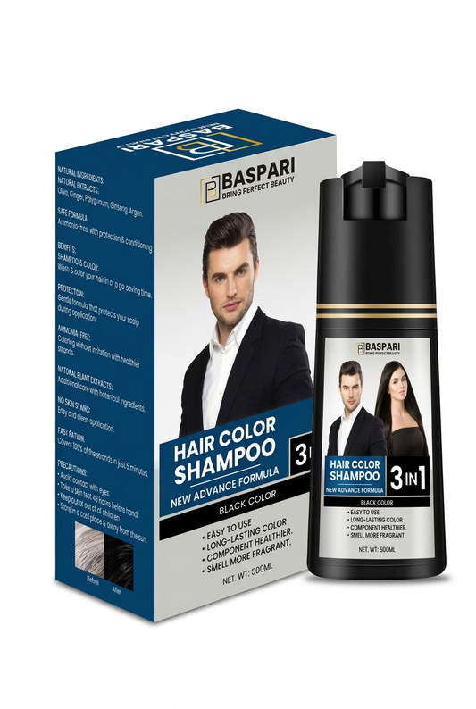 3-in-1 Hair Color Dye Shampoo with a white background