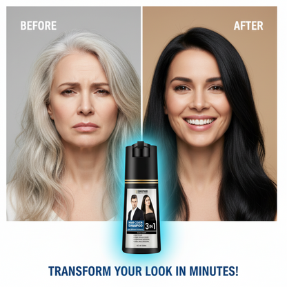 Baspari 3 in 1 Hair Color Dye Shampoo - Best Natural Hair Dye Shampoo for All Hair Types for womens 500ml