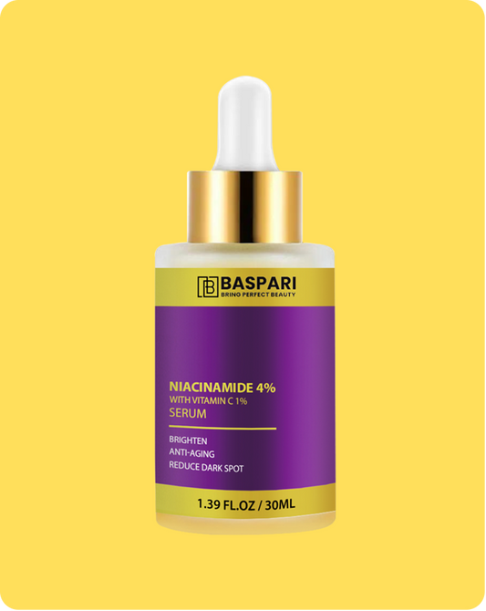 Baspari Niacinamide Acid Serum 4% with Vitamin C Serum 1% -   for Glowing Skin | Helps Reduce Dullness & Sun Damage | For Dry & Sensitive Skin | 30ml