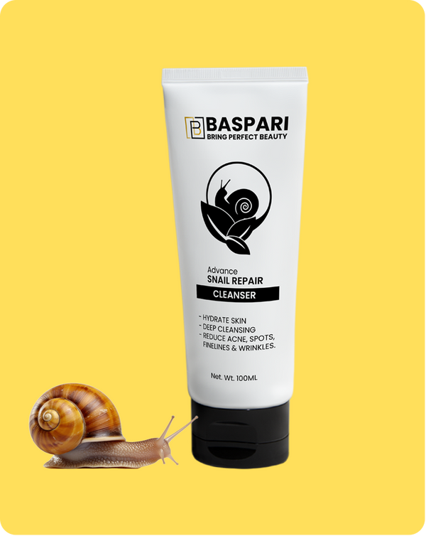 Baspari Snail Mucin Face Cleanser – Deep Clean, Dust Removal, Acne Control & Skin Brightening