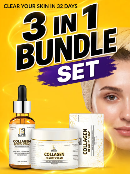 Baspari 3 in 1 Collagen Cream , soap & serum