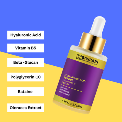 Baspari Hyaluronic Acid with Peptid Serum- Hydrating Serum to Plump and Smooth Skin for All Skin Types,30ml