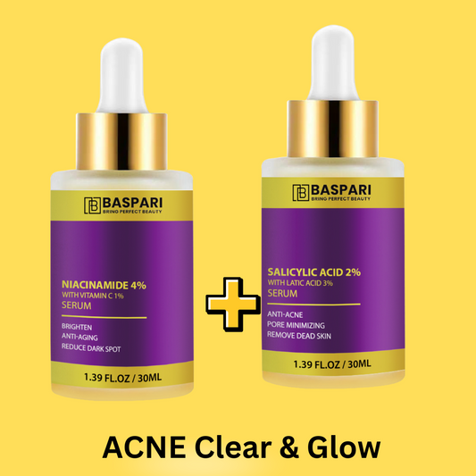 Baspari Salicylic Acid 2% & Baspari Niacinamide Acid Serum 4% with Vitamin C Serum 1%