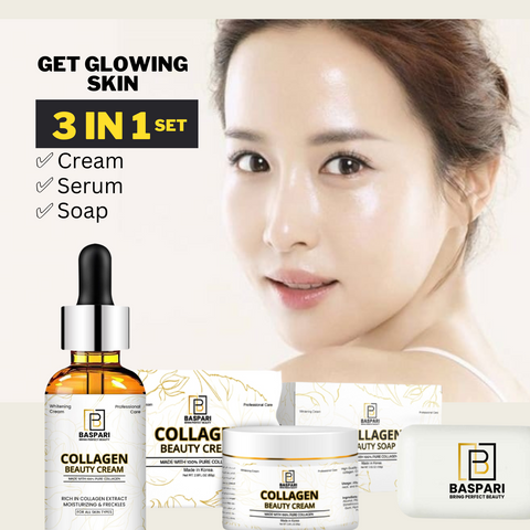Baspari 3 in 1 Collagen Cream , soap & serum | Skin Care Products