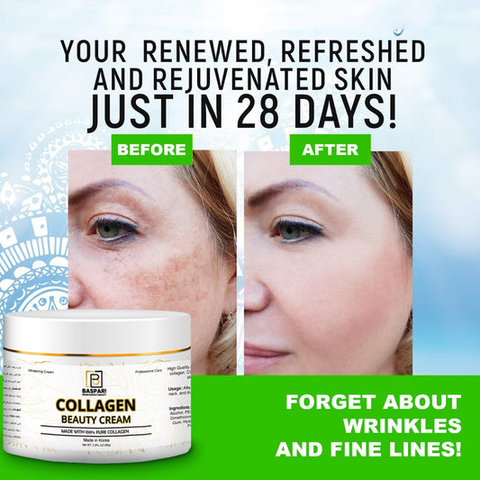 Baspari Pure Collagen Cream-Moisturizer Face & Body Skin Care Anti Aging Wrinkle Reducing Cream.