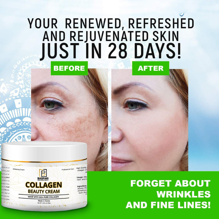 Baspari Pure Collagen Cream-Moisturizer Face & Body Skin Care Anti Aging Wrinkle Reducing Cream.