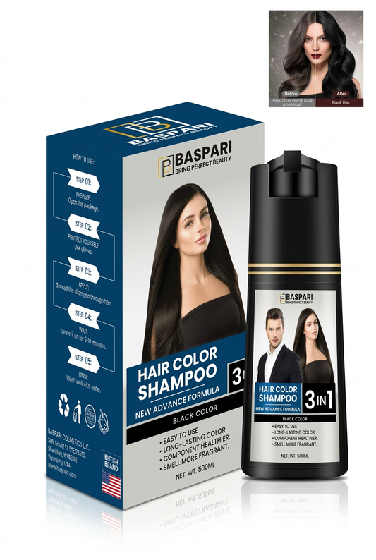 Women’s 3-in-1 Hair Color Dye Shampoo with a white background