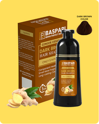 Baspari Ginger Hair color Dye Shampoo - Grey Hair Coverage Shampoo 500ml (Dark brown)