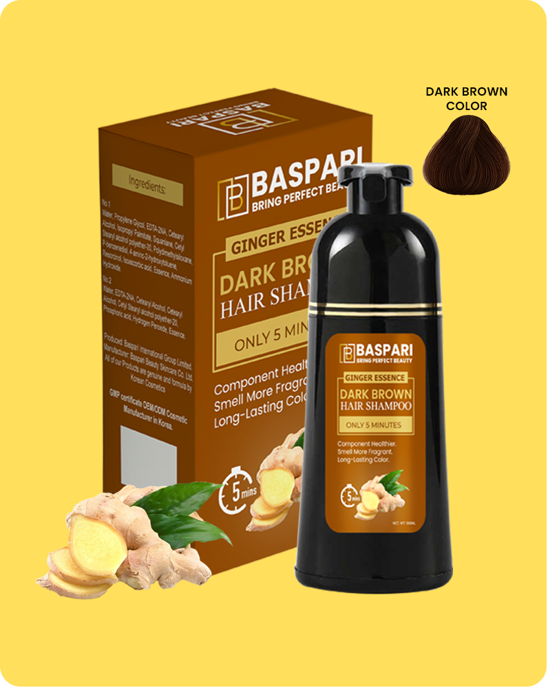 Baspari Ginger Hair color Dye Shampoo (Dark Brown)